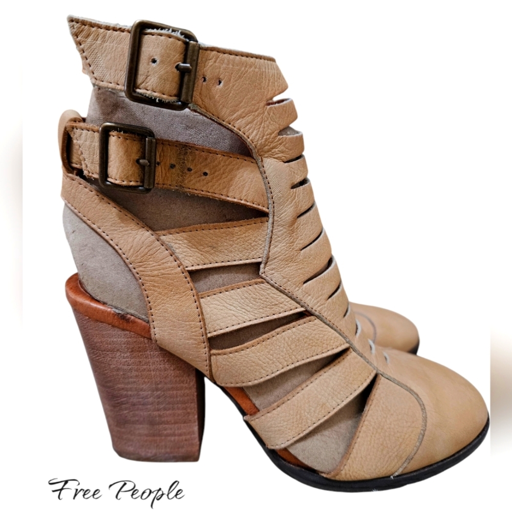 Free People Hayes Leather Bootie in Natural Size 38 Size 7
